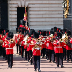 (dpa file) The file picture dated May 2006 shows the Band of the Coldstream Guards march during Changing the Guards at Buckingham Palace of London, United Kindom. Photo by: Uwe Gerig/picture-alliance/dpa/AP Images